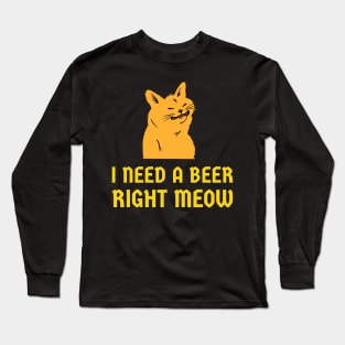 cat beer, cat drinking beer, beer cat, drinking cat, beer, cat, beer drinking gift, drinking animal Long Sleeve T-Shirt